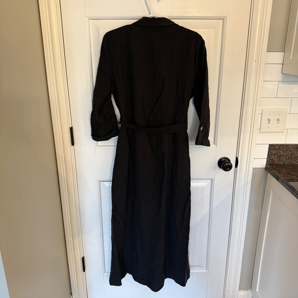 Zara Belted button front midi Shirtdress Black 45098 - Picture 9 of 12